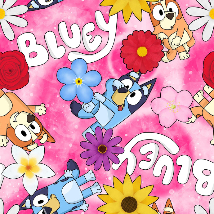 Pink floral bluey