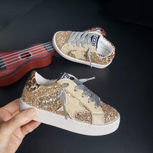Load image into Gallery viewer, Gold Leopard Star Sneakers
